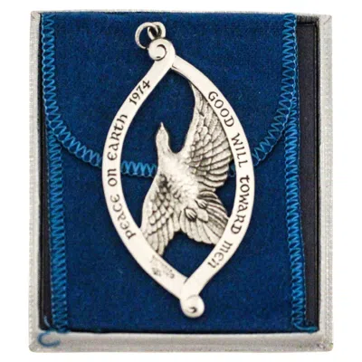 Pre-owned Wallace Silversmiths Sterling Silver Christmas Ornament In Blue