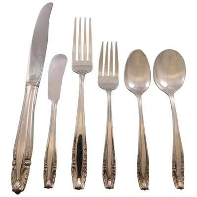 Pre-owned Wallace Silversmiths Stradivari By Wallace Sterling Silver Flatware Set For 12 Service 74 Pcs Dinner In Brown