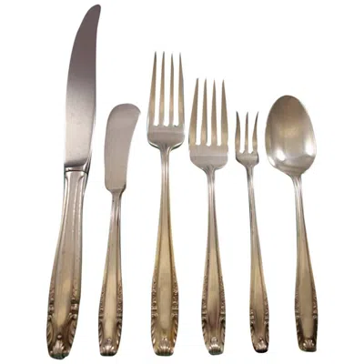 Pre-owned Wallace Silversmiths Stradivari By Wallace Sterling Silver Flatware Set For 12 Service 90 Pieces In Brown