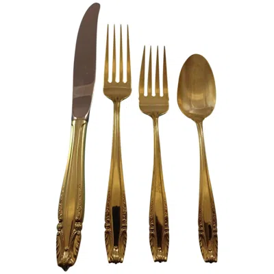 Pre-owned Wallace Silversmiths Stradivari Gold By Wallace Sterling Silver Flatware Service Set For 12 Vermeil