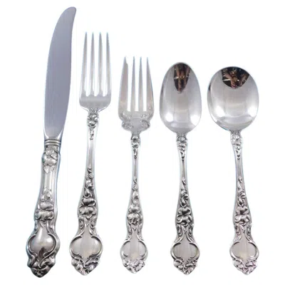 Pre-owned Wallace Silversmiths Violet By Wallace Sterling Silver Flatware Service For 12 Set 64 Pcs No Monogram In Purple