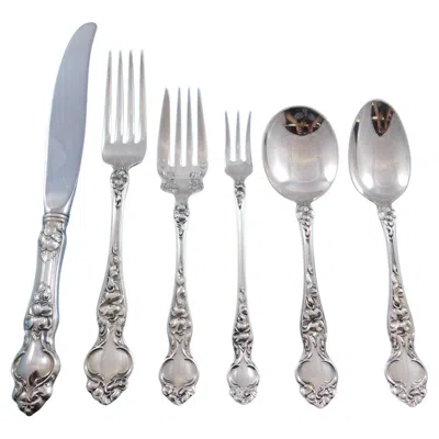 Pre-owned Wallace Silversmiths Violet By Wallace Sterling Silver Flatware Service For 12 Set 77 Pcs No Monogram In Purple