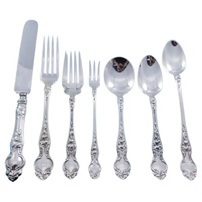 Pre-owned Wallace Silversmiths Violet By Wallace Sterling Silver Flatware Service For 12 Set 87 Pieces In Purple