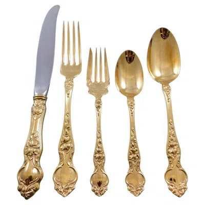 Pre-owned Wallace Silversmiths Violet Gold By Wallace Sterling Silver Flatware Set Service Dinner Size 61 Pcs In Purple