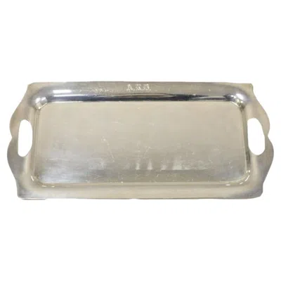 Pre-owned Wallace Silversmiths Vtg Wallace "alden" Silver Plated Small Modern Trinket Dish Tray "arh" Monogram