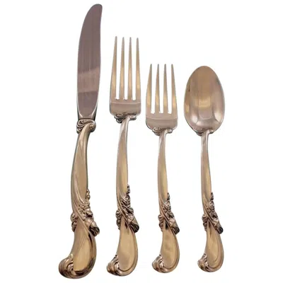 Pre-owned Wallace Silversmiths Waltz Of Spring By Wallace Sterling Silver Flatware Set For 12 Service 32 Pieces In Brown