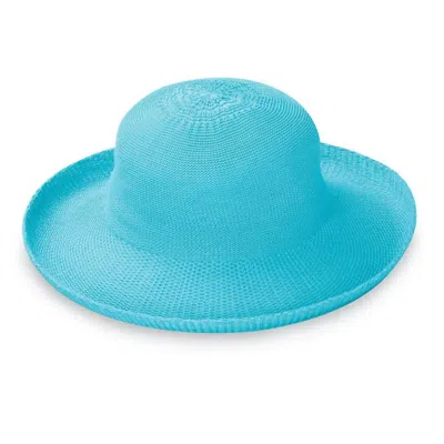 Wallaroo Hat Company Women's Victoria Straw Sun Hat In Turquoise In Blue