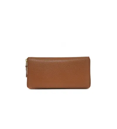 Wallet Cdg Camel Textured Wallet With Vibrant Orange Interior In Brown