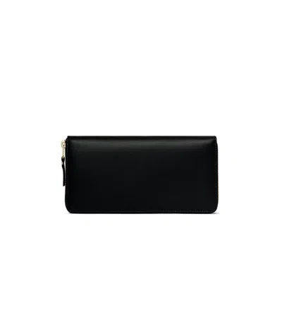 Wallet Cdg Minimalist Black Leather Wallet With Zip Closure
