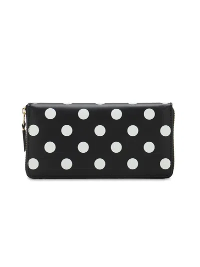 Wallet Cdg Polka Dot Zip Wallet Crafted In Premium Leather In Black