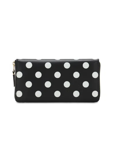 Wallet Cdg Polka Dot Zip Wallet Crafted In Premium Leather In Black