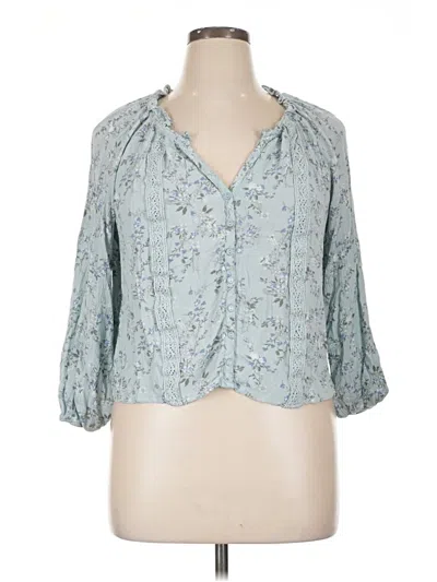 Pre-owned Wallflower 3/4 Sleeve Blouse In Blue