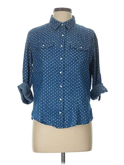 Pre-owned Wallflower 3/4 Sleeve Button Down Shirt In Blue