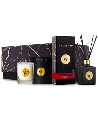 Wallford Home Fragrance Wallford 2pc Candle With Fir Needles & Sap & Velvet Rosewood Embers Inspired By Baccarat Rouge 540 R In Black