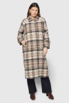 Wallis Button Through Check Coat In Brown