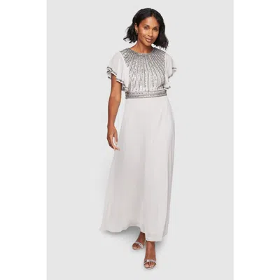 Wallis Embellished Ruffle Sleeve Maxi Dress In Gray