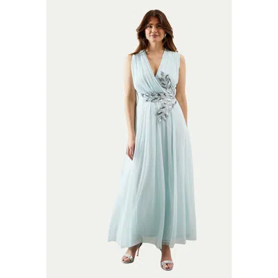 Wallis Embellished Wrap Georgette Maxi Dress In Blue