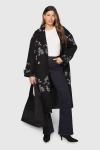 Wallis Floral Three Button Collared Coat In Black