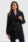Wallis Mid Length Double Breasted Coat In Black