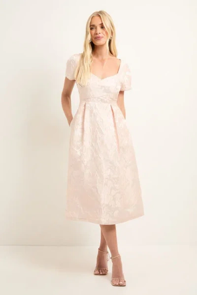 Wallis Petite Jacquard Seam Detail Midi Dress In Pink