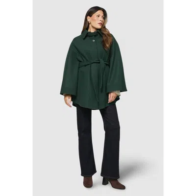 Wallis Wool Mix Belted Cape In Green