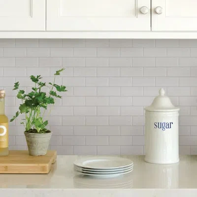 Wallpops 10" X 10" Resin Peel & Stick Subway Tile In Brushed Silver