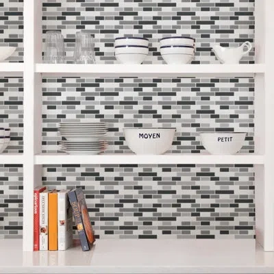 Wallpops 10" X 10" Resin Peel & Stick Subway Tile In Gray