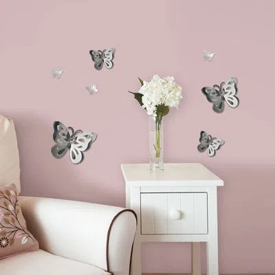 Wallpops 3d Butterflies Mirror Wall Decal In Silver