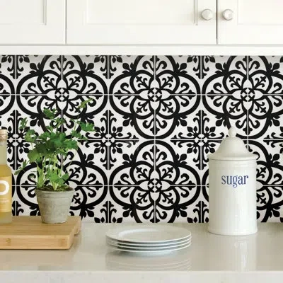 Wallpops Avignon 10" X 10" Vinyl Peel & Stick Mosaic Tile In Black