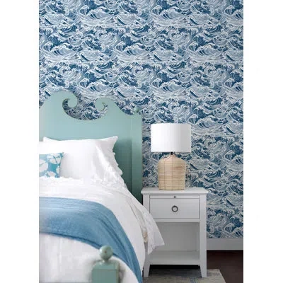 Wallpops Crashing Waves Peel And Stick Wallpaper In Blue
