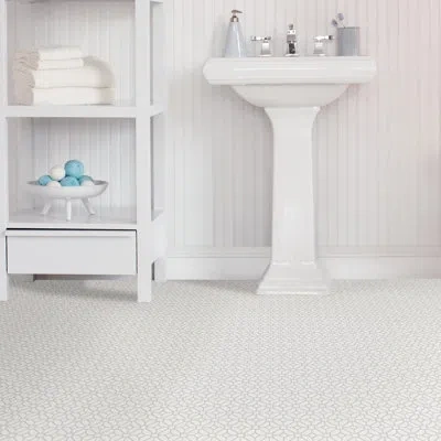 Wallpops Lattice Peel And Stick 12" X 12" X 0.06mm Vinyl Tile In Gray Lattice And Off-white Background