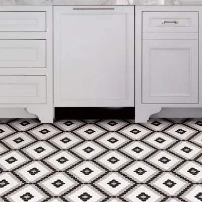 Wallpops Leyton Peel And Stick 12" X 12" X 0.1mm Vinyl Tile In Black,white
