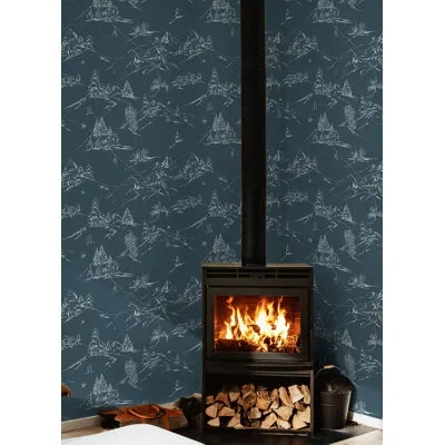 Wallpops Mountain Side Charcoal Peel And Stick Wallpaper In Dark Blue