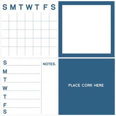Wallpops Organization Wall Mounted Combination Calendar/planner Whiteboard, 26" X 26" In Blue;white