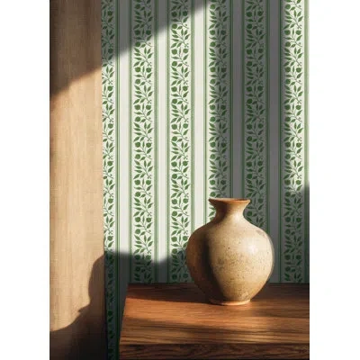 Wallpops Rosehip Stripe Flax Peel And Stick Wallpaper In Green