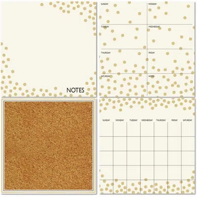 Wallpops Sandy Wall Calendar Wall Mounted Combo Board In Gold;ivory