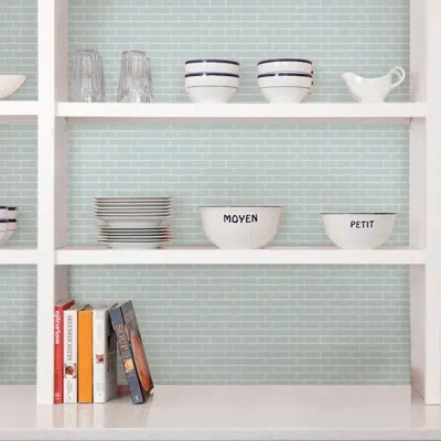 Wallpops Sea 10.5" X 10.5" Resin Peel & Stick Subway Tile In Blue