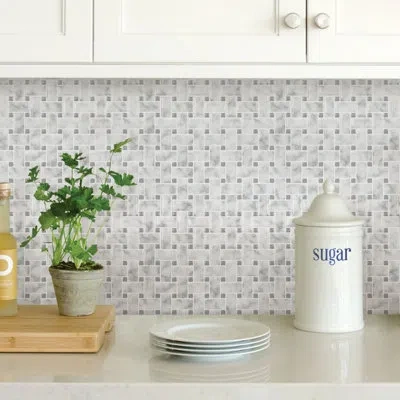 Wallpops Subway Carrara 10" X 10" Peel & Stick Mosaic Tile In Gray,off-white