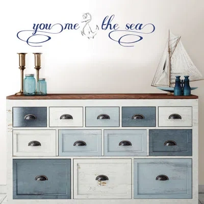 Wallpops You, Me And The Sea Wall Decal In Blue;black;white
