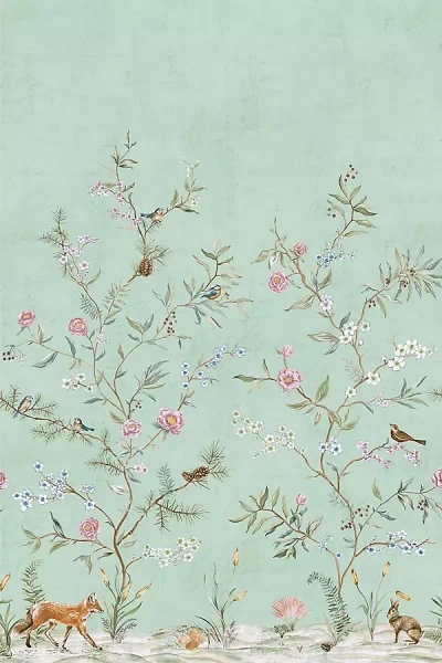 Wallquest Lake Forest Floral And Animal Wall Mural