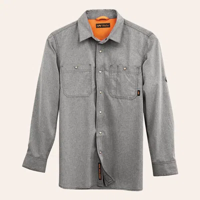 Walls Men's Allen Storm Gray Heather Upf 50 Long Sleeve Pearl Snap Work Shirt