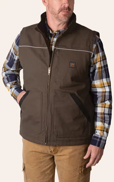 Walls Men's Coleman Bark Brown Sherpa Lined Duck Work Vest