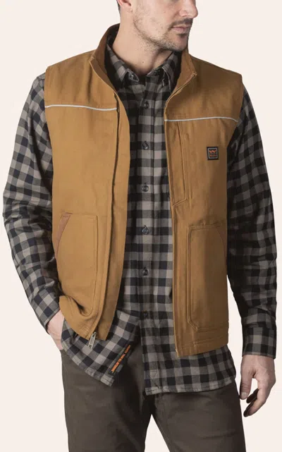 Walls Men's Coleman Pecan Sherpa Lined Duck Work Vest In Brown