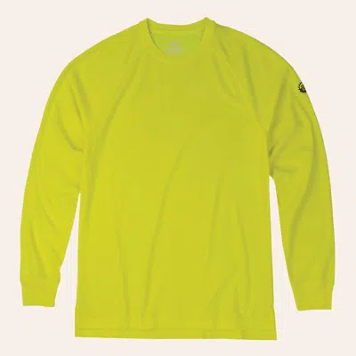 Walls Men's Cross Cut Neon Yellow Heather Upf 50 Long Sleeve Work T-shirt