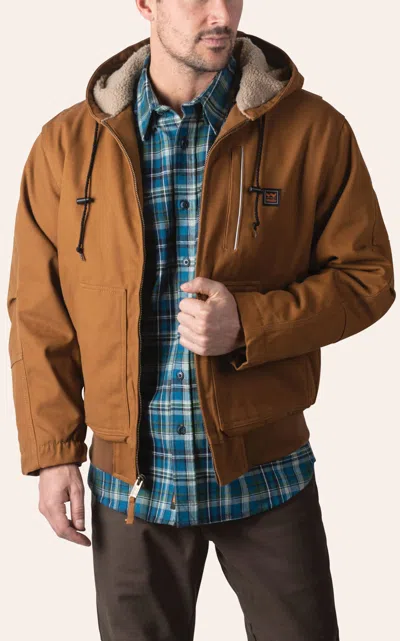 Walls Men's Mingus Pecan Sherpa Lined Duck Work Bomber Jacket In Brown