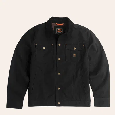 Walls Men's Oak Ridge Midnight Black Flannel Lined Duck Work Trucker Jacket