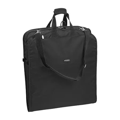 Wallybags 45" Premium Extra Wide Garment Bag With Shoulder Strap And Two Large Pockets In Black