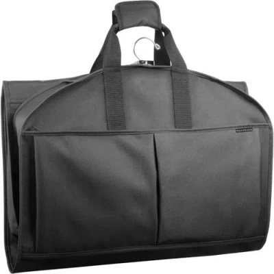 Wallybags 48" Deluxe Tri-fold Travel Garment Bag With Three Pockets In Black