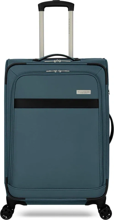 Wallybags Stratford Softside 25" Medium Checked Spinner Luggage In Blue
