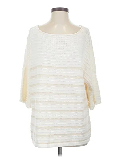 Pre-owned Walmart 3/4 Sleeve Top Ivory Boatneck Tops In White